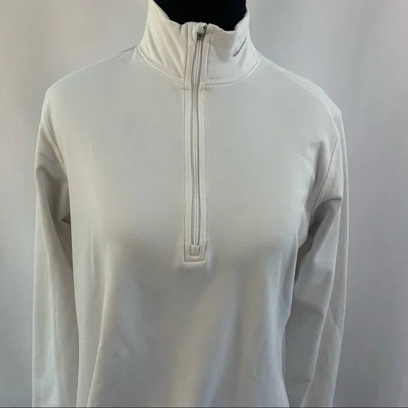 Nike Fit Dry Shirt Fleece Lined 1/4 Zip Top Long Sleeve White Girls Size XL - Picture 4 of 4